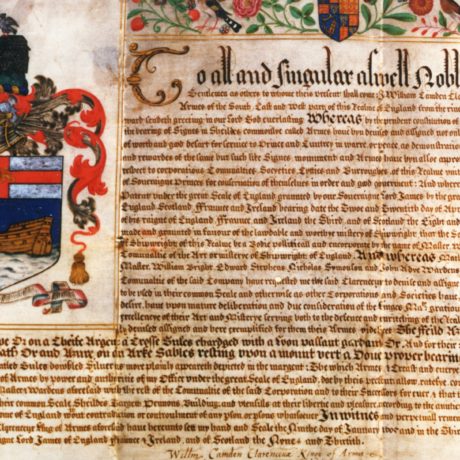 Framed grant of arms to the Company