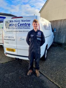 Will Tewson, apprentice Marine Engineer, proudly wears his new Worshipful Company of Shipwrights overalls!