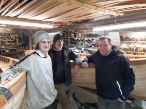 Mike Carr, MD of of Pendennis Shipyard, visits Marcus Lewis Wooden Boatbuilder in Fowey.