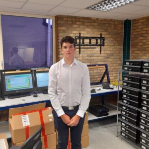 Apprentice Theo Aers at the leading edge of automation technology at Servowatch in Essex.